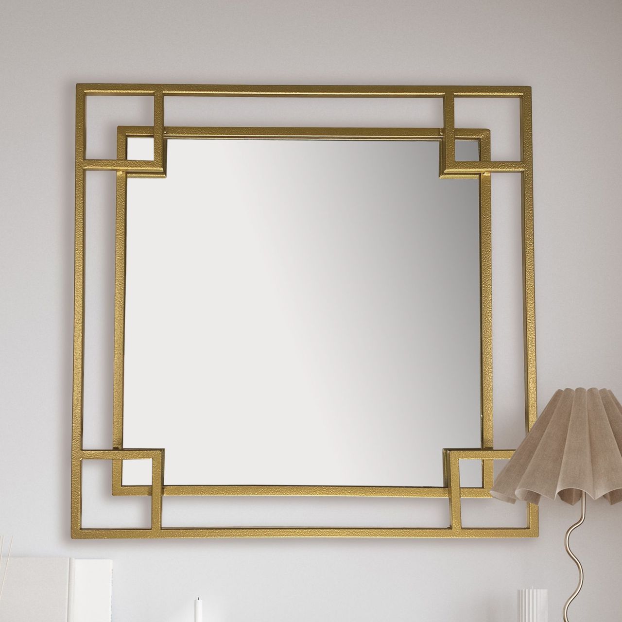 Wohnling Wandspiegel Gold 80x80 cm Metall