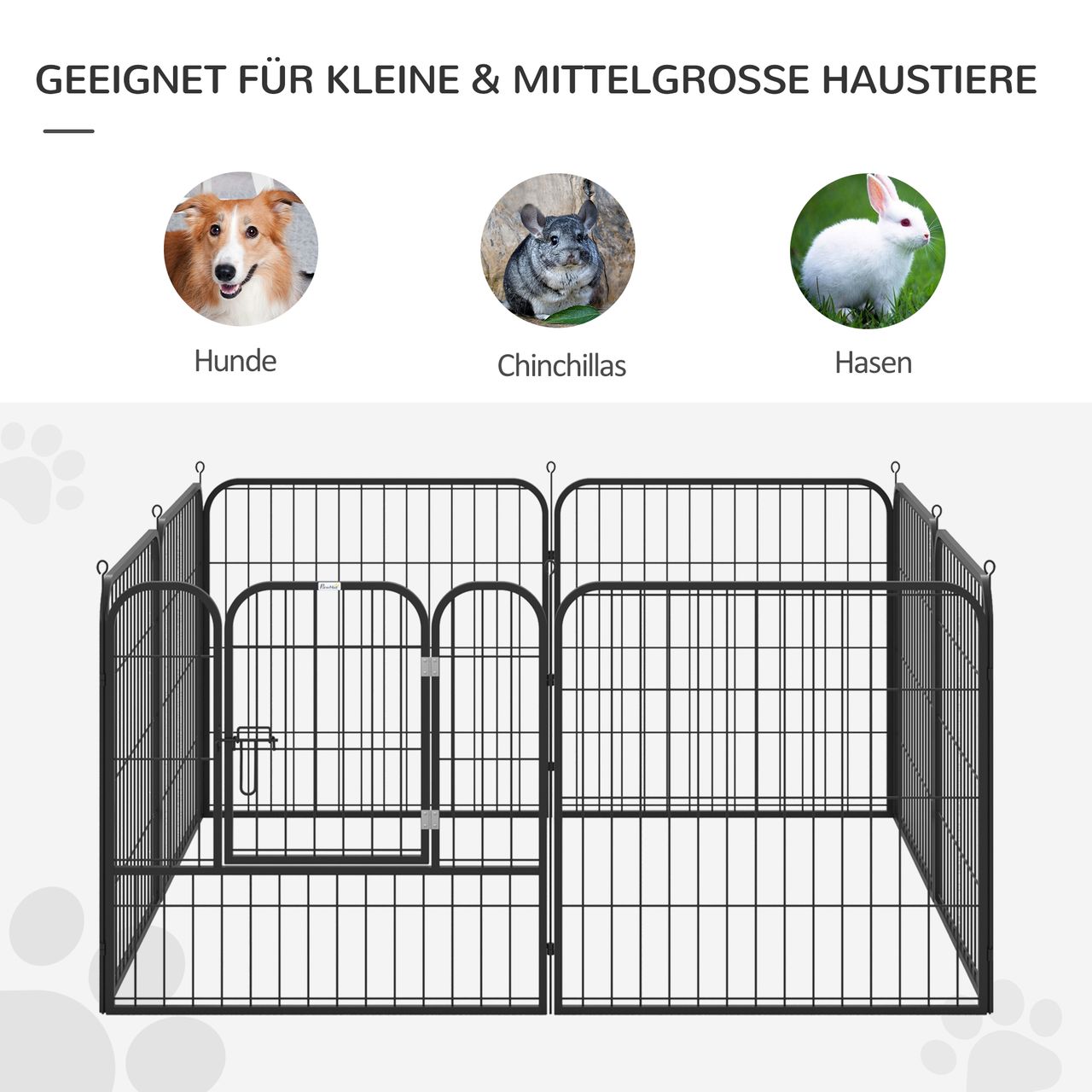 PawHut Welpenauslauf Laufstallr Laufgitter individuell gestaltbar Metall
