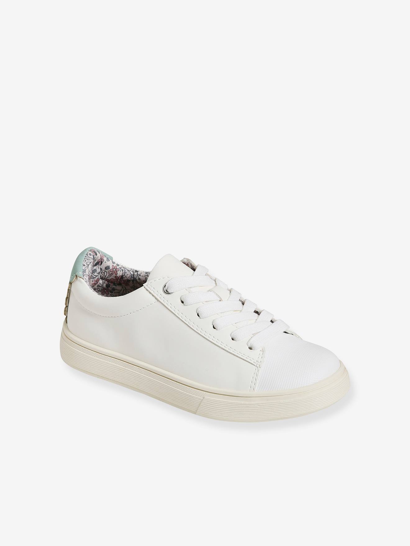 Baskets lacées et zippées fille blanc