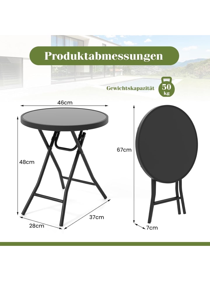 COSTWAY Beistelltisch klappbar 46 x 48 cm in Schwarz günstig kaufen onesize