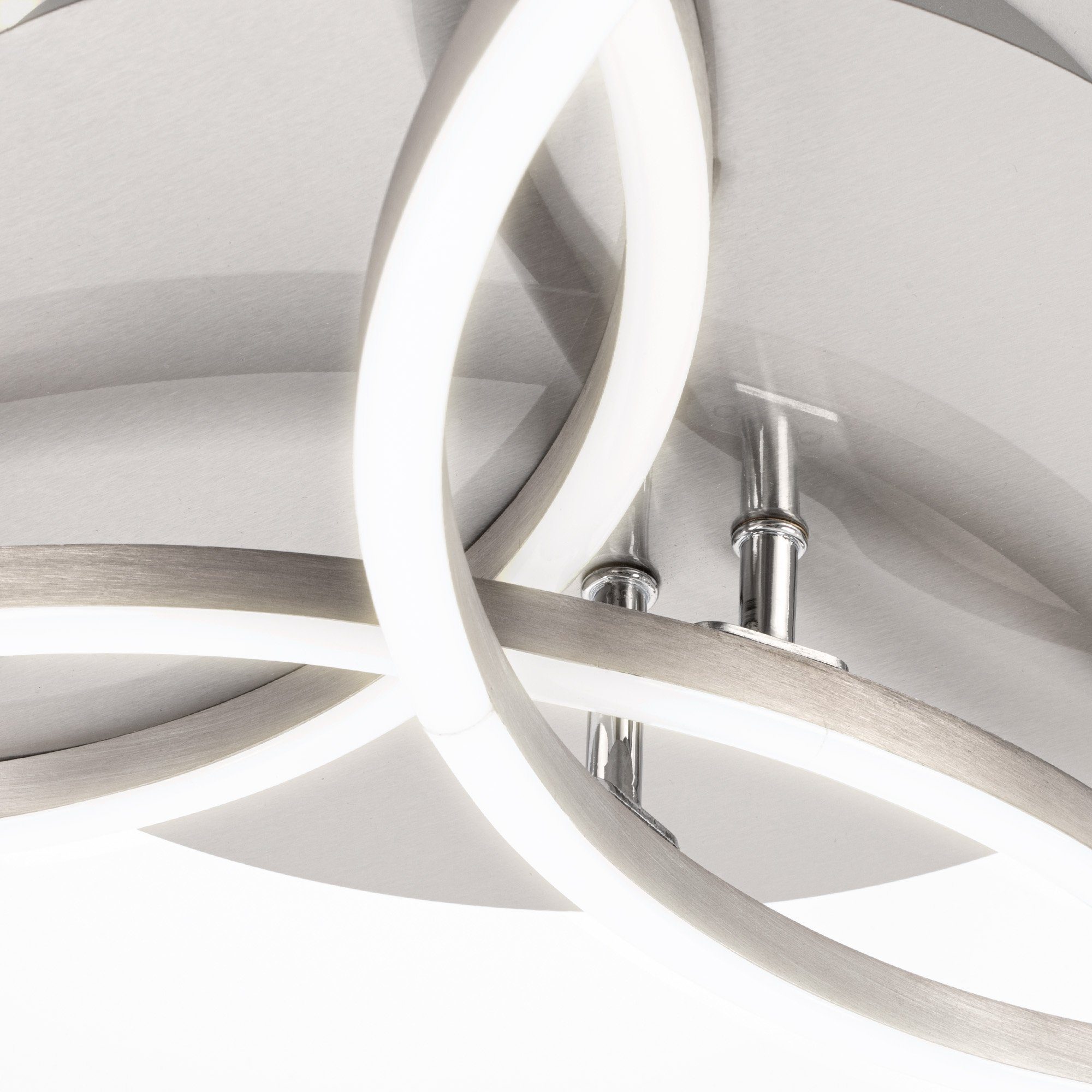 Briloner Leuchten LED Deckenleuchte 3090-012, dimmbar, schwenkbar, Speicherfunktion, LED fest verbaut, Warmweiß, Deckenlampe, 71,7x67,4x10,3cm, Matt-Nickel, 40W, Wohnzimmer, Flur