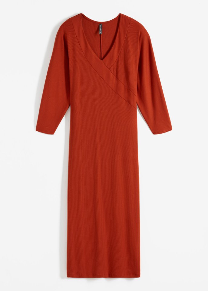 Ripp-Shirtkleid in Wickeloptik