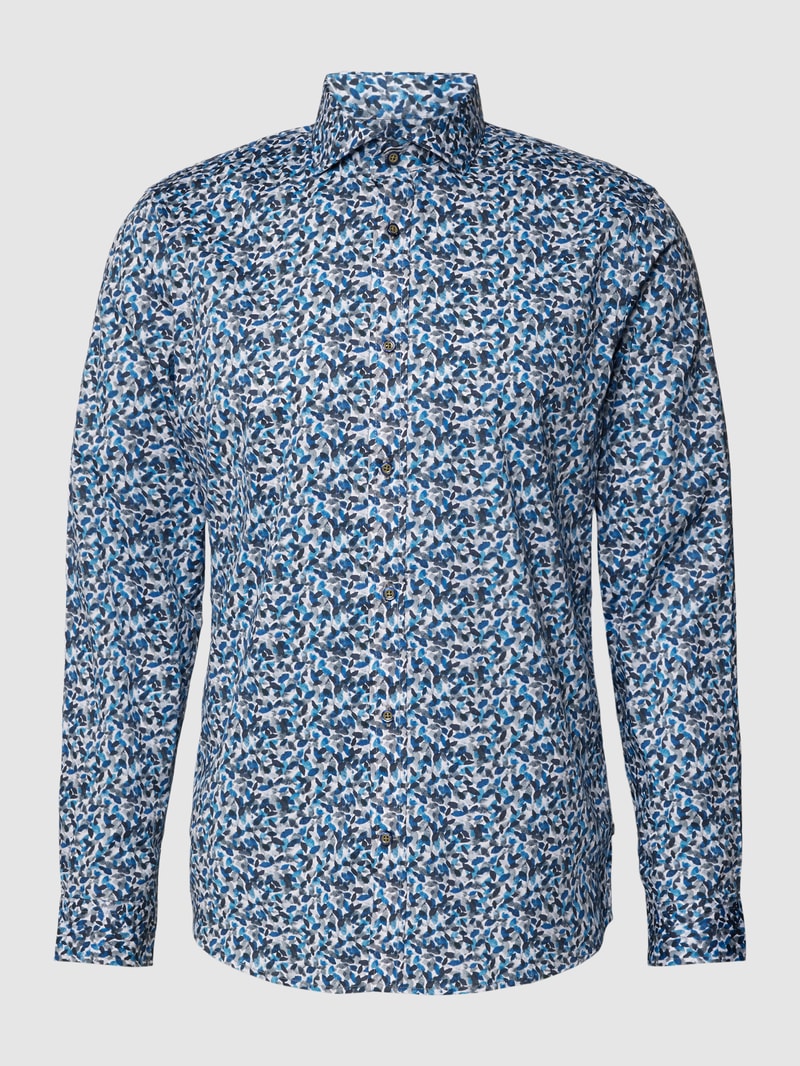 Business-Hemd mit Allover-Muster Modell 'Trostol' in marineblau