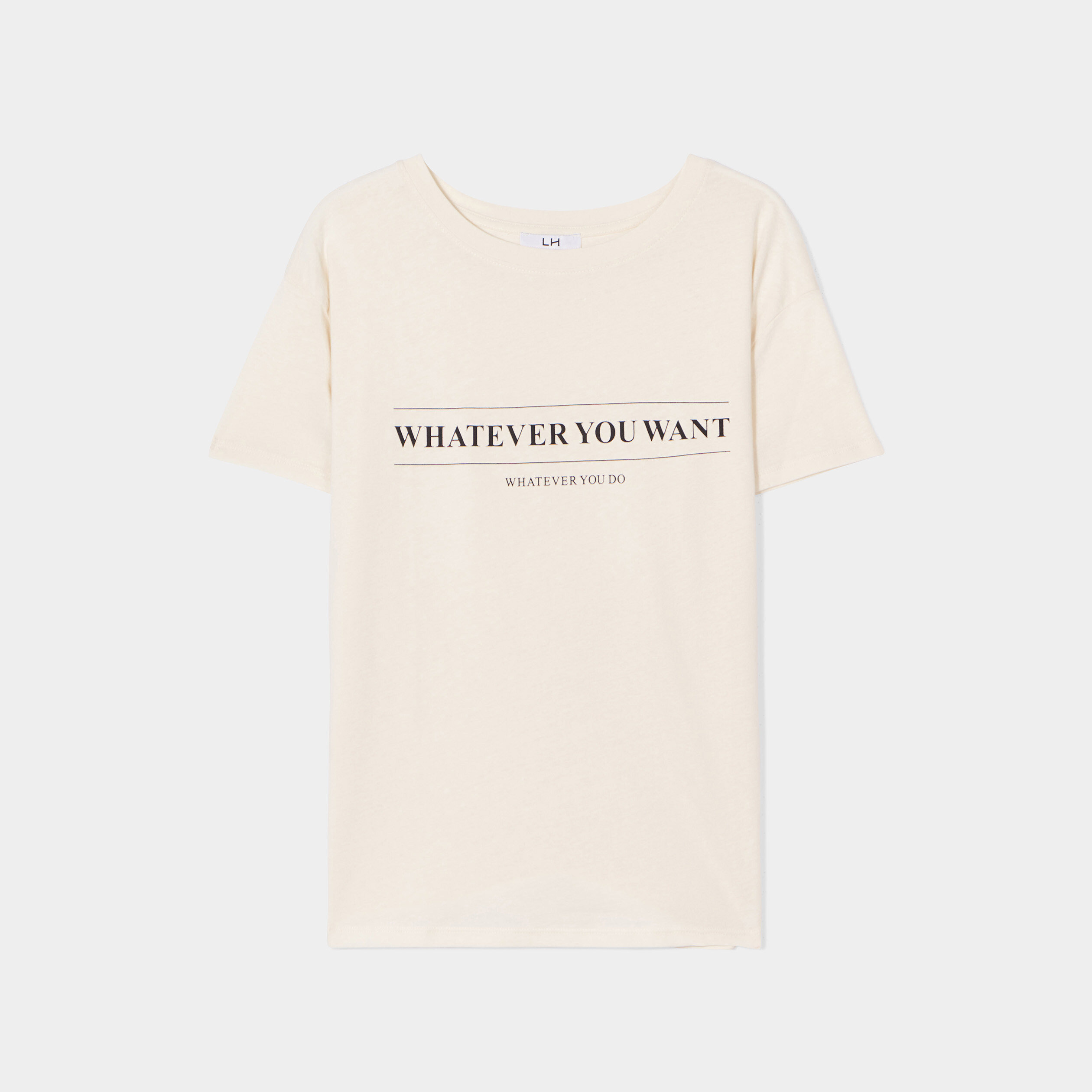 T-shirt col rond manches courtes coton creme femme | La Halle