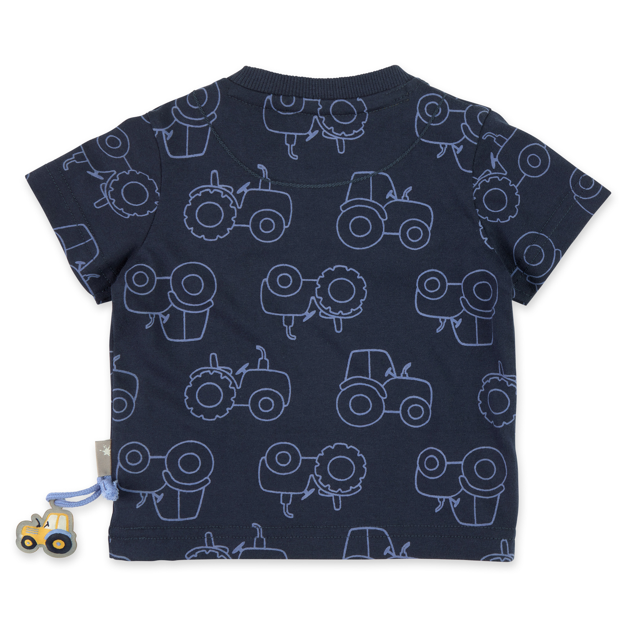 Blaues Baby T-Shirt mit Traktoren bedruckt