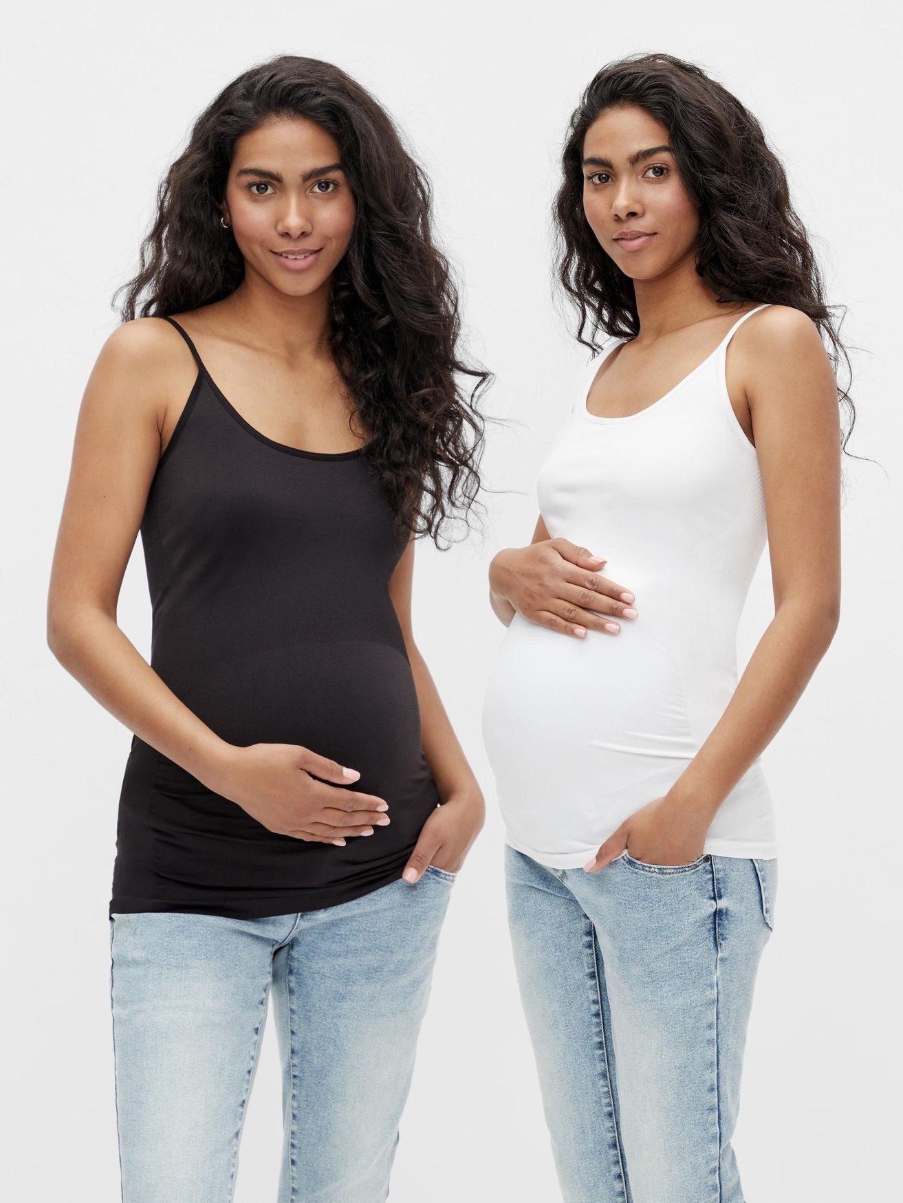 Mamalicious Umstandstop Umstands Basic Top 2-er Stück Set MLHEAL (2-tlg) 5218 in weiß/schwarz