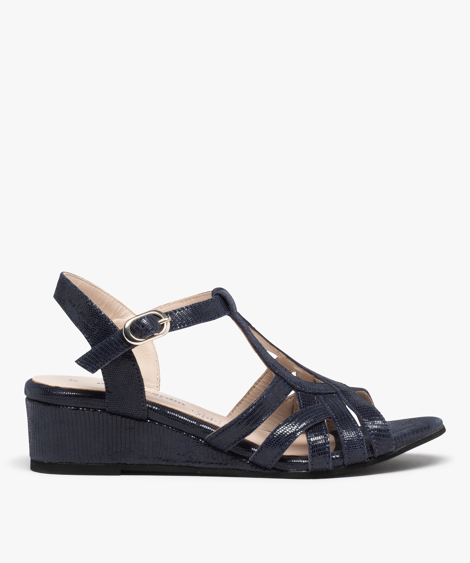 Sandales femme à fines brides en cuir – Pierre Cardin marine | GEMO