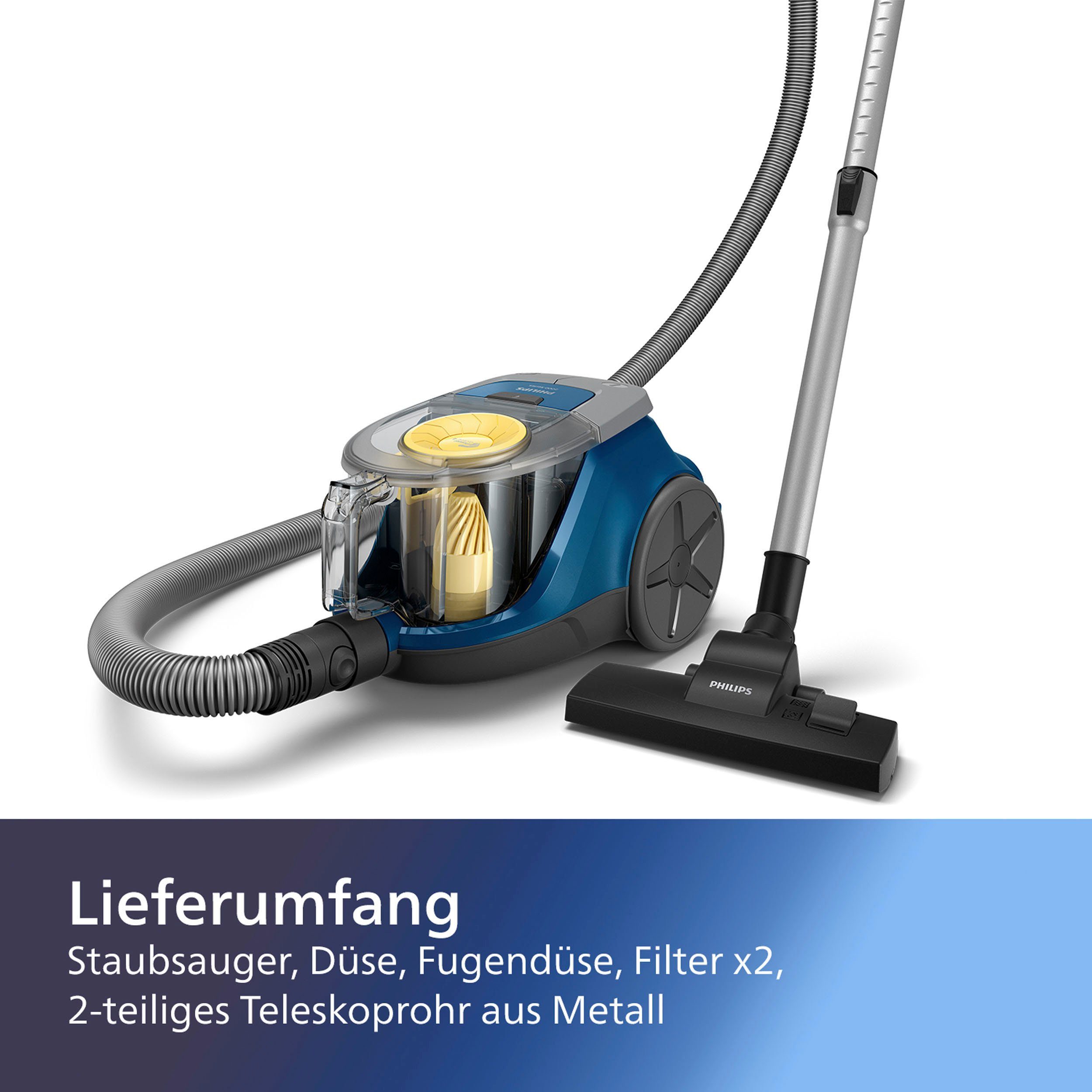 Philips Bodenstaubsauger 2000 Series XB2125/09, 850 W, beutellos