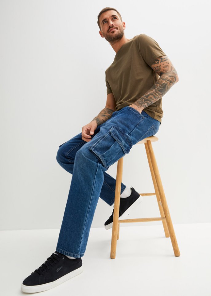 Loose Fit Cargo-Jeans, Straight