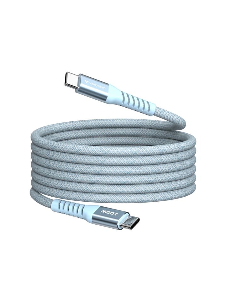 COFI 1453 Verbatim USB-C zu USB-C 1,2m Kabel 100W Schnellladen mit Magnet in Blau günstig kaufen 120 cm