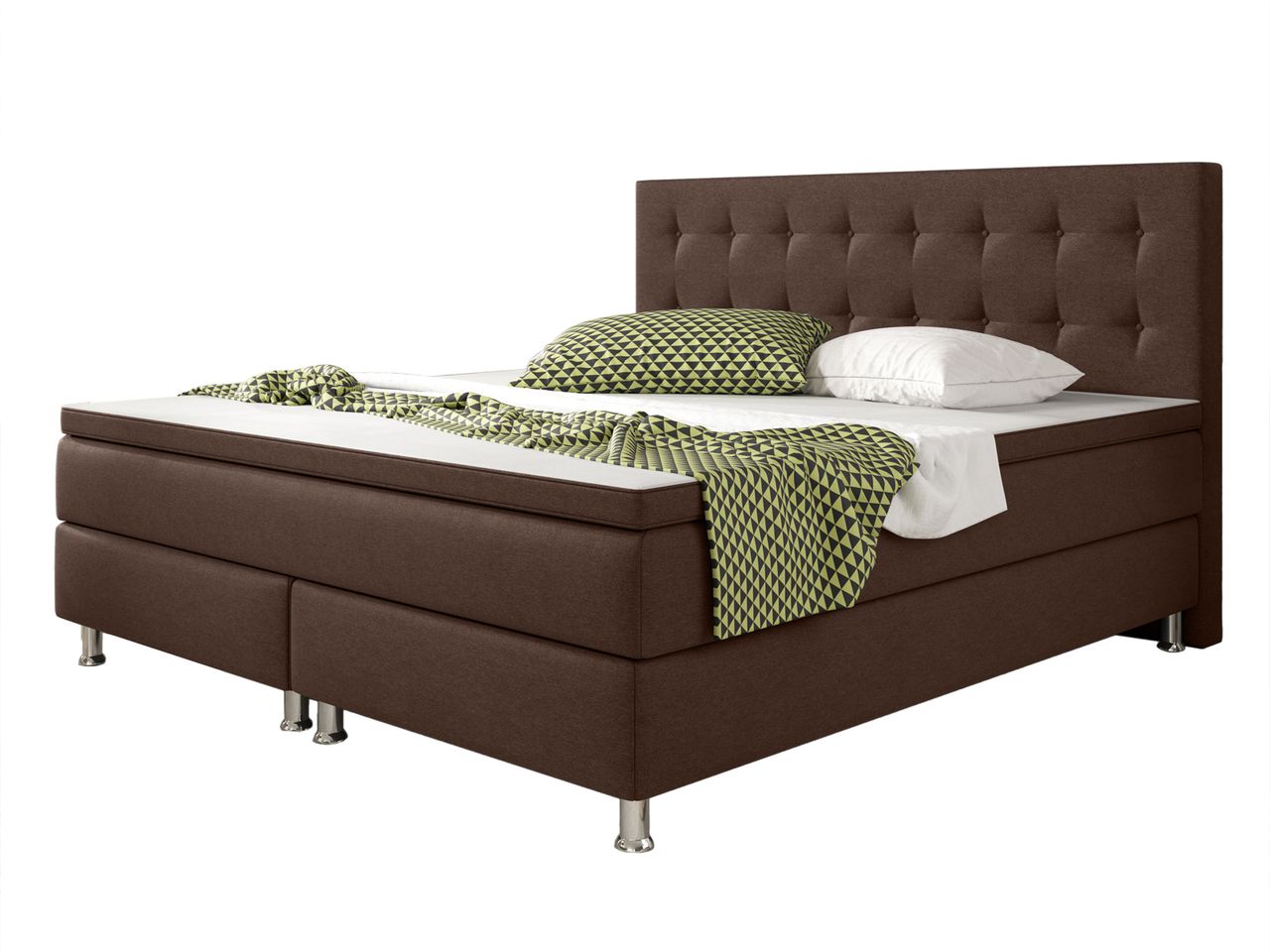 IHG Boxspringbett Köln 180x200 Webstoff Braun