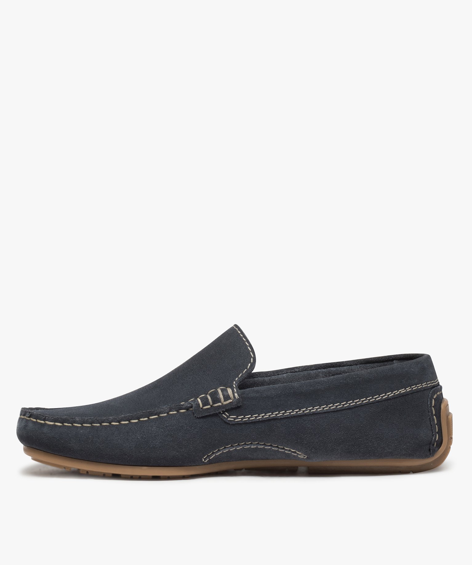 Mocassins homme unis dessus et intérieur cuir bleu | GEMO