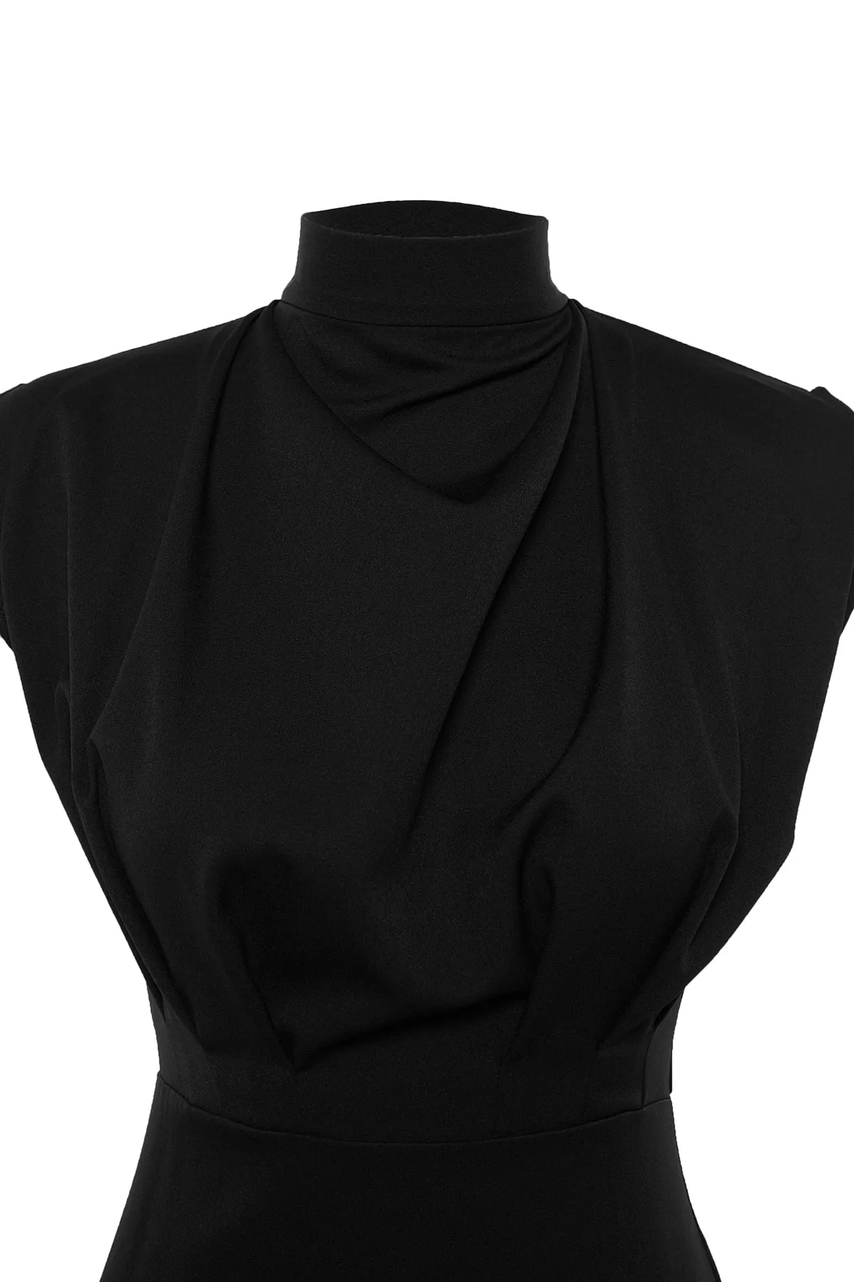 Trendyol Collection  Schwarzes, figurbetontes, gewebtes Kleid mit Stehkragen TWOAW20EL0311