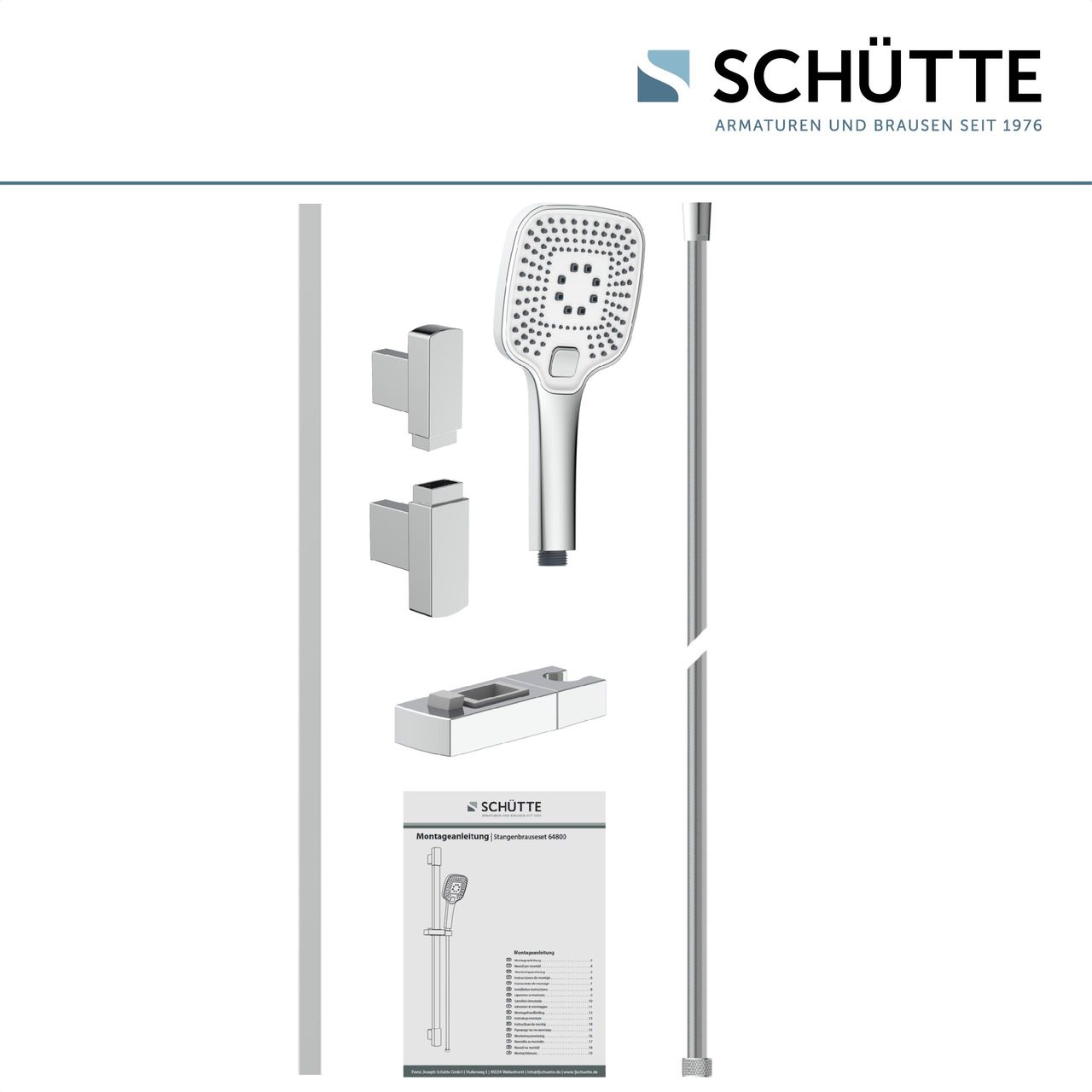 Schütte RAVENNA Stangenbrauseset, Chrom/Weiß