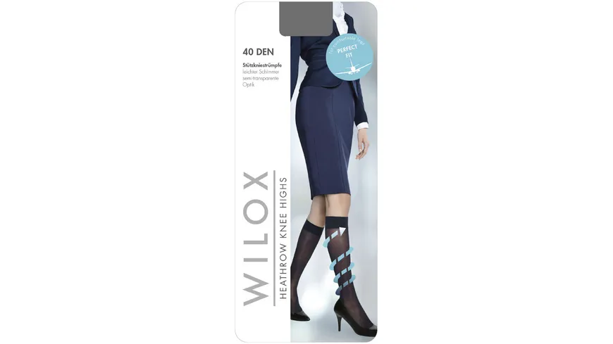 WILOX travel & work Damen Stützkniestrümpfe HEATHROW 40 DEN grau