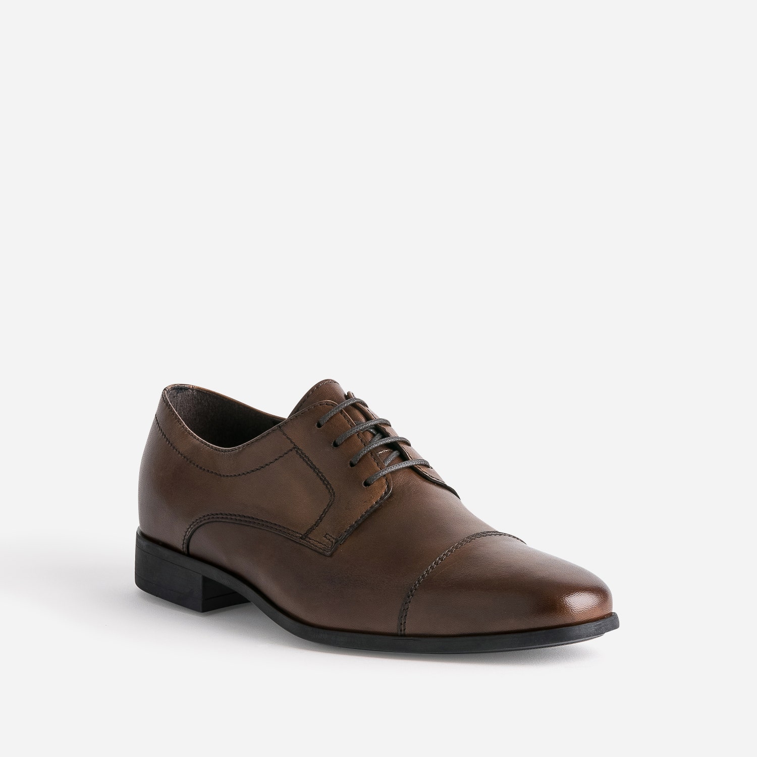 Derby marron cuir bout Molière