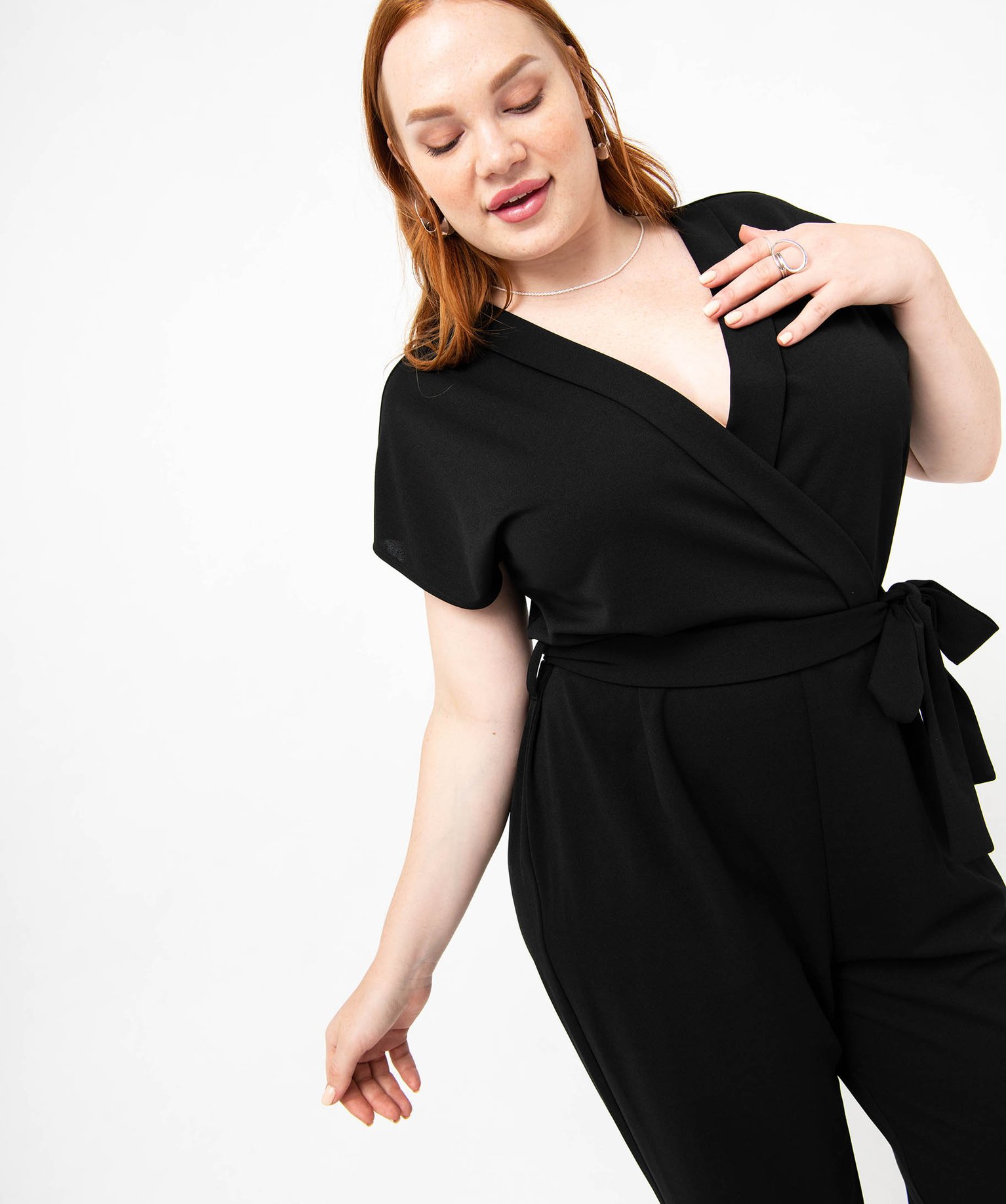 Combinaison pantalon à manches courtes femme grande taille noir | GEMO