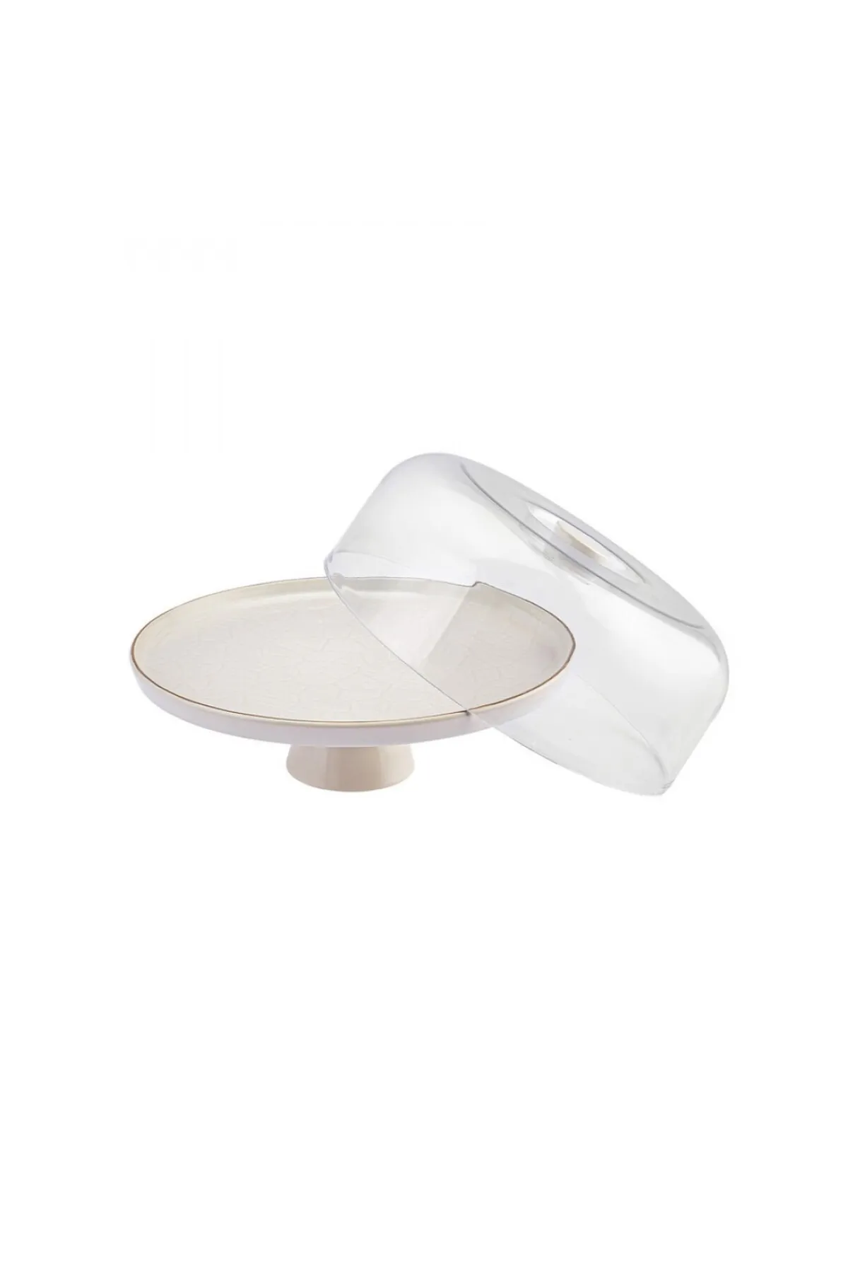Karaca  Rehaus Calvin Foot Cake Fanus 28 cm, Weib, Kuchen und Torten, Servierplatte, Stilvoll, Sauber, Nachh