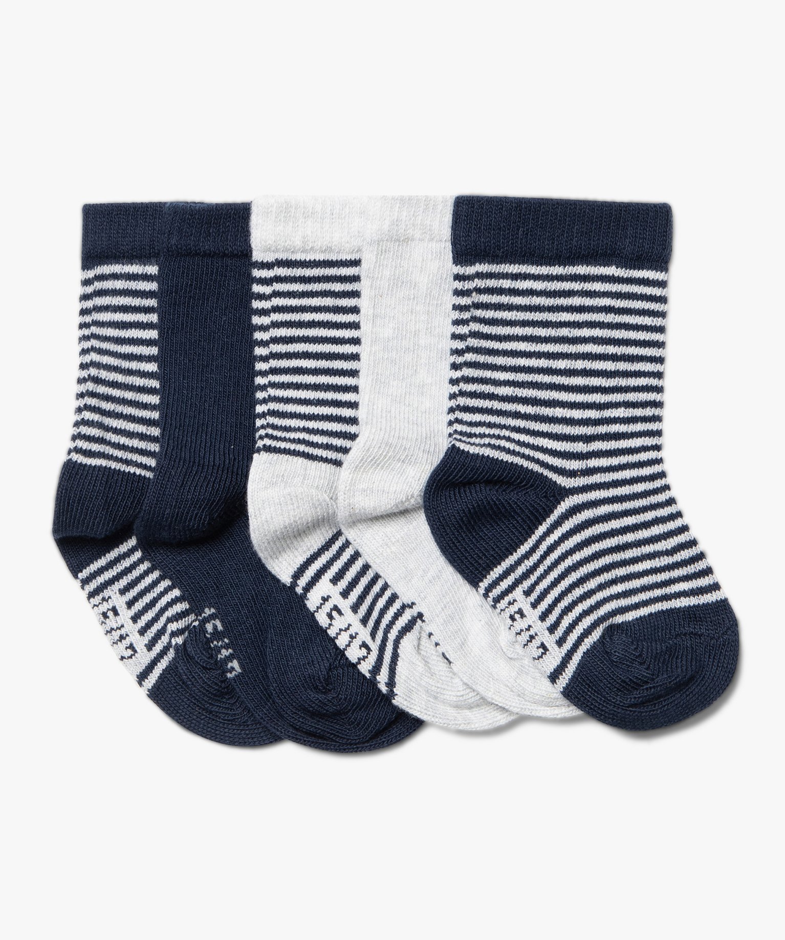 Chaussettes bébé à rayures (lot de 5) marine | GEMO