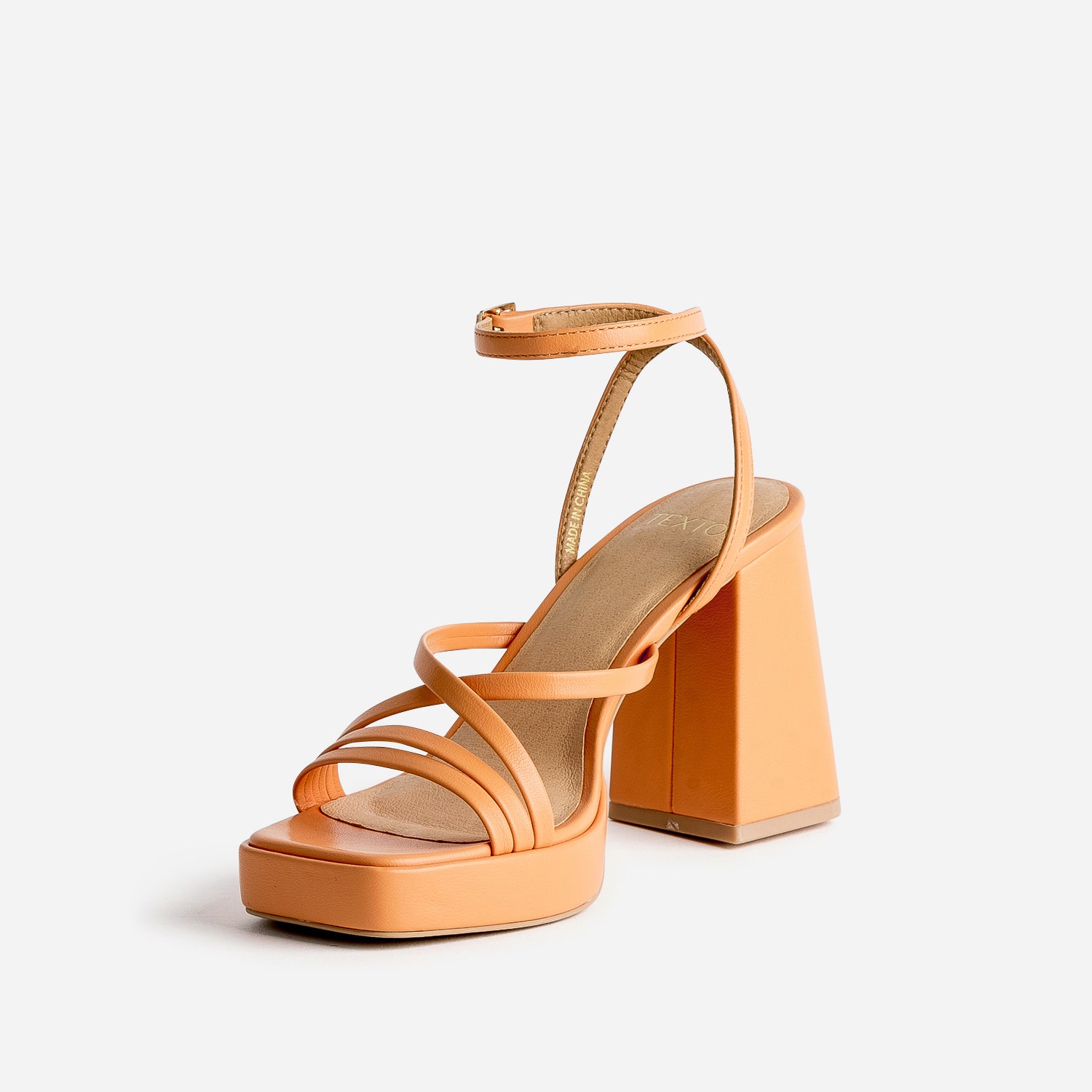 Sandale TEXTO orange à talon flare