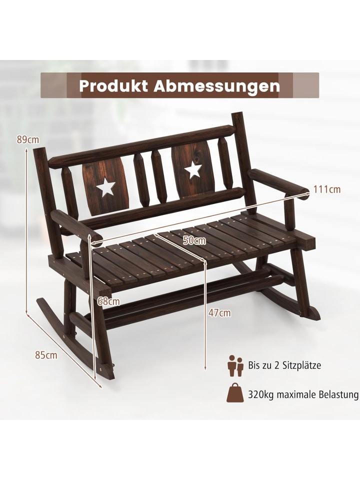 COSTWAY Gartenbank Schaukelbank 111x85x89cm in Braun günstig kaufen onesize