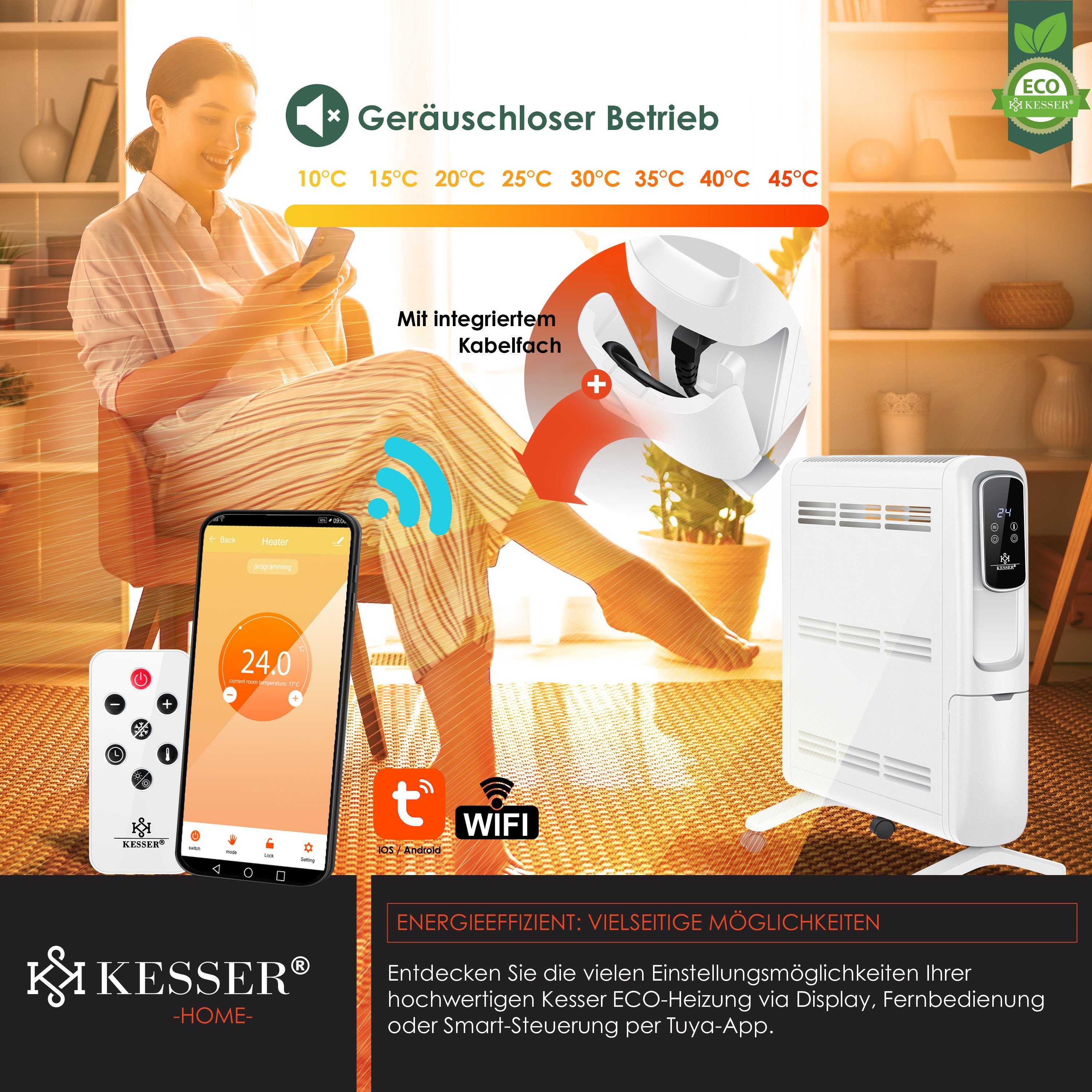 KESSER Heizkörper, Konvektor Elektrische Heizung ECO 2500W Heizkörper