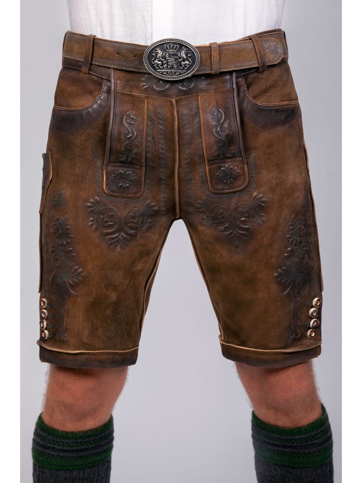 Edelnice Kurze Wildbock Lederhose Jan in dunkelbraun günstig kaufen