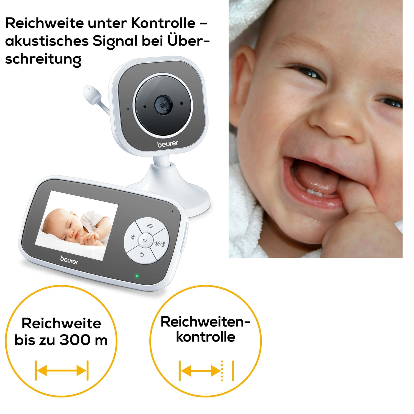 Beurer BY 110 Video-Babyphone-Babyphone mit Kamera Nachtsichtfunktion & digitaler Wireless Technologie