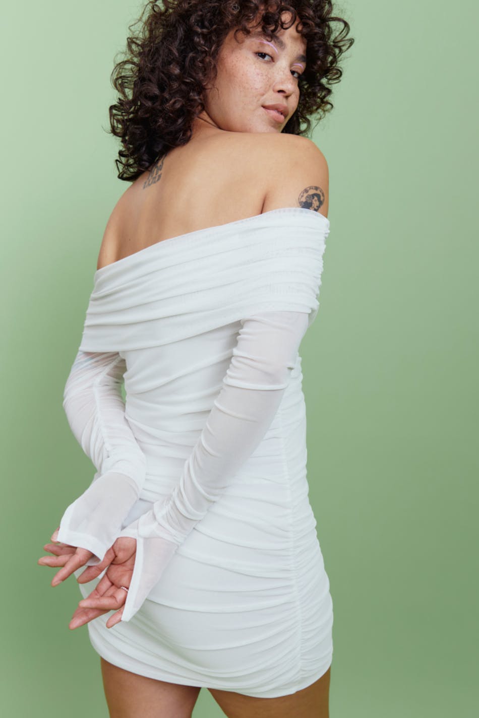 Ruched offshoulder dress