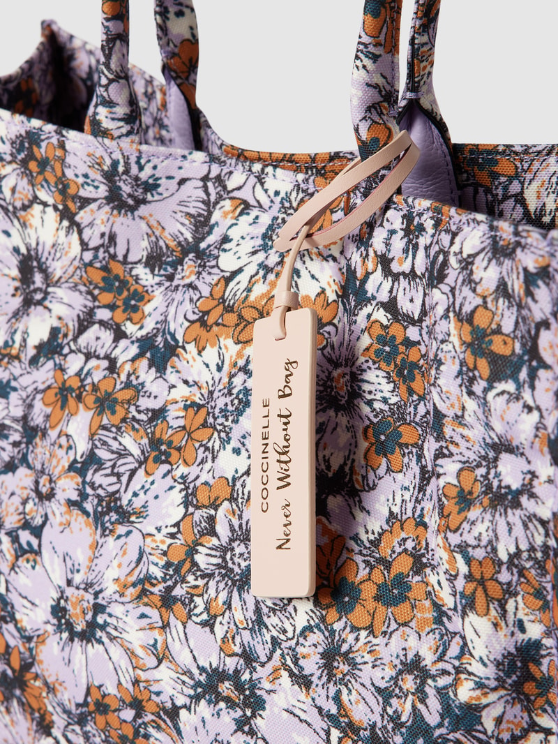Tote Bag mit Allover-Muster Modell 'NEVER' in flieder