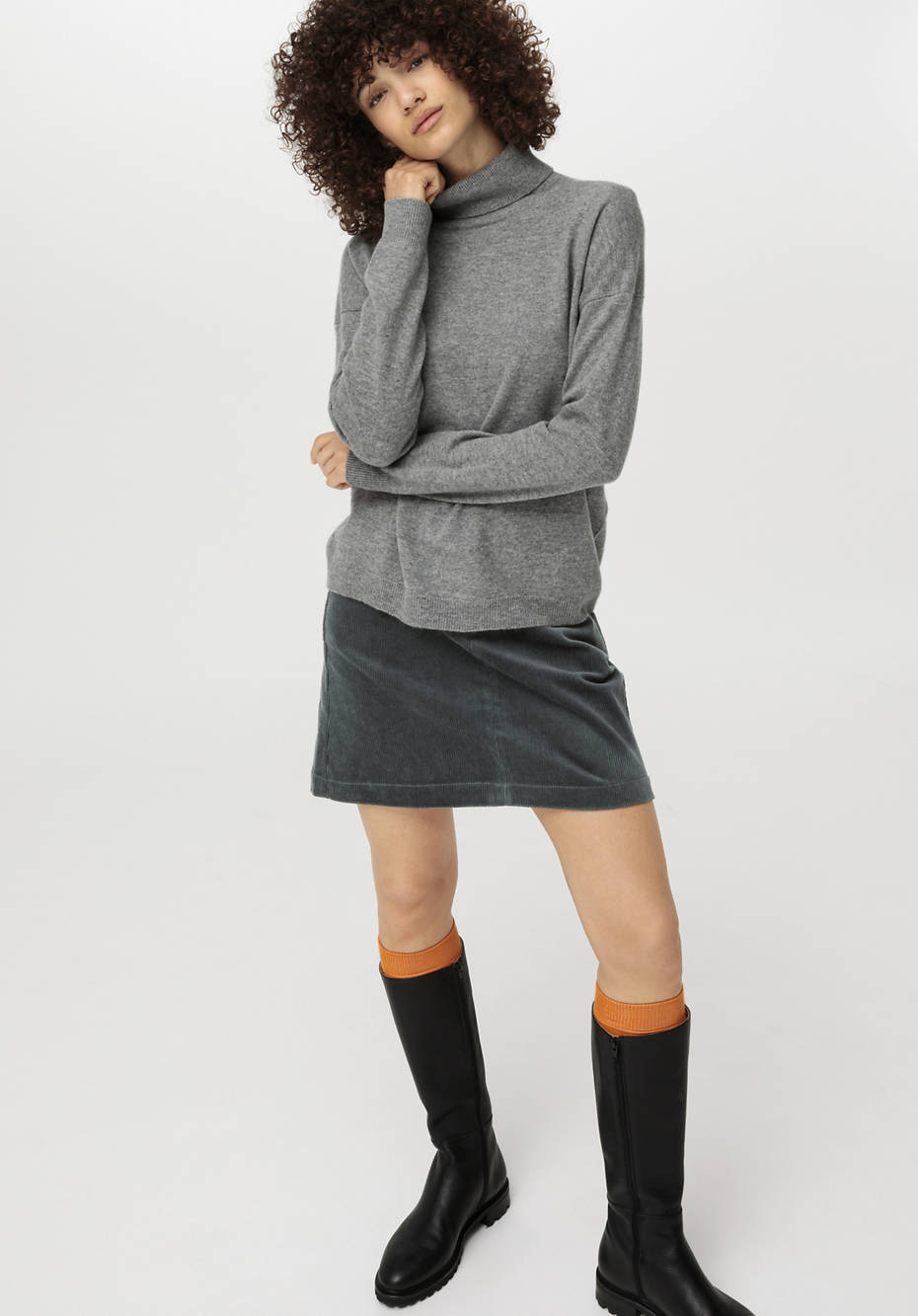 Rollkragenpullover aus Bio-Schurwolle mit Kaschmir