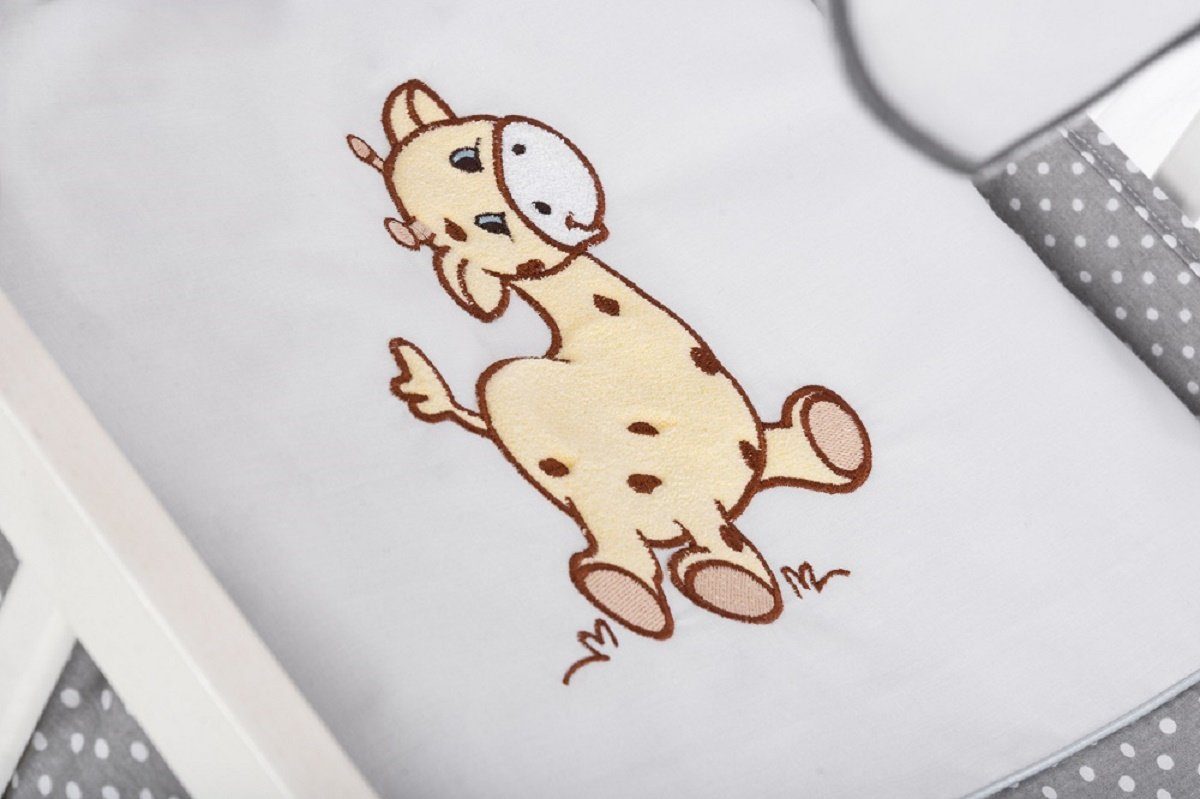 Babyhafen Beistellbett Babybett 90 × 40 cm Design Giraffe grau komplett Set, Komplettbett