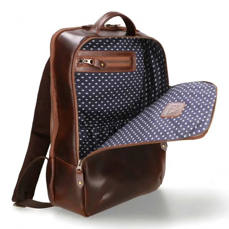 Buckle & Seam Leder Rucksack Leon - Braun \/ Dots