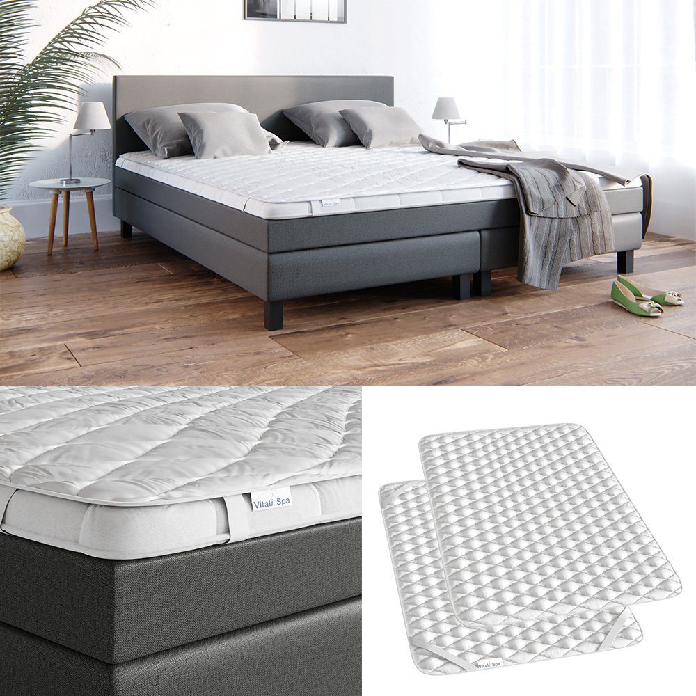 Matratzenschutzbezug Topper Matratzenschoner Auflage 140x200 weiß Baumwolle VitaliSpa®