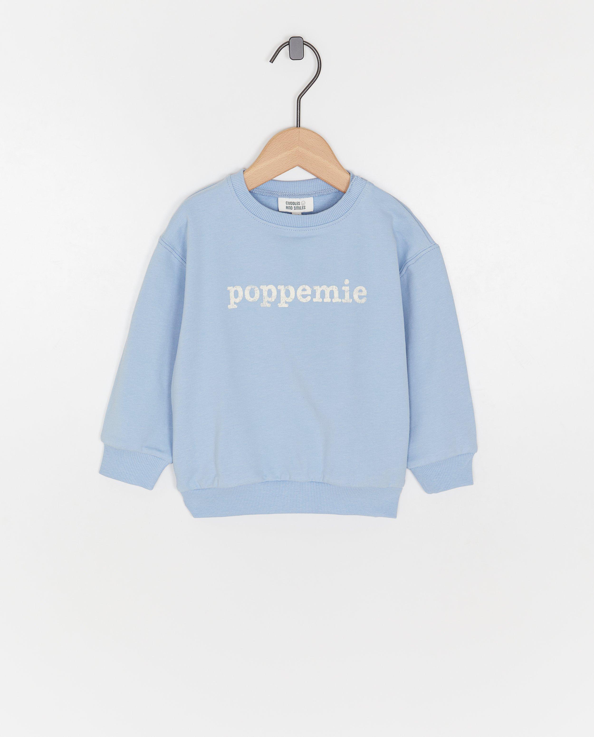 Pulover albastru Cuddles and Smiles cu imprimeu pe spate, albastru Poppemie