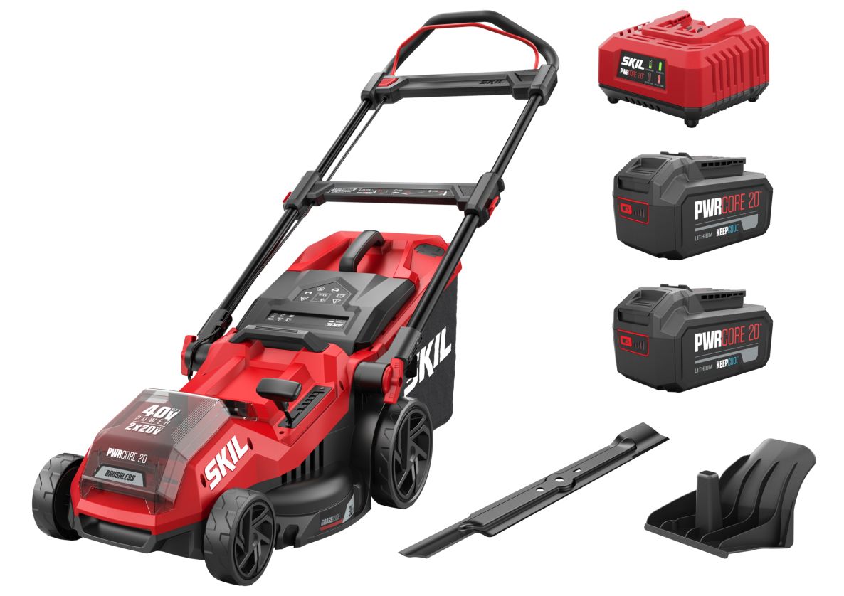 SKIL GM1E0135BA Бежична косилица за траву 38 цм без четкица, 2x 20V 4.0Ah батерија и пуњач у кутији