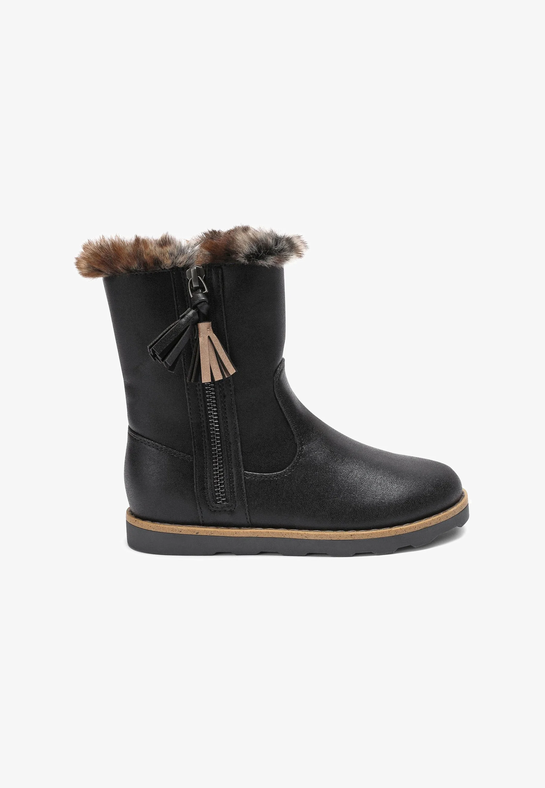 Botas de nieve cálidas con cremallera y forro de piel sintética (F)