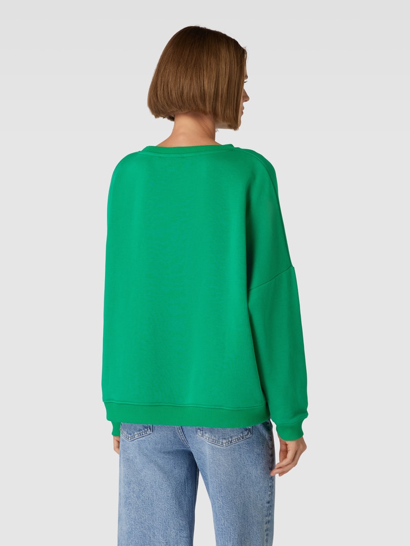 Sweatshirt mit Statement-Print Modell 'L(I)EBE!' in grün