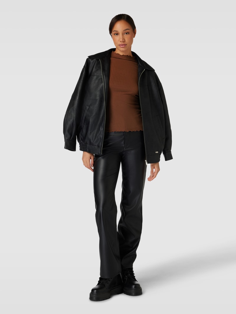 Longsleeve mit Muschelsaum in schokobraun
