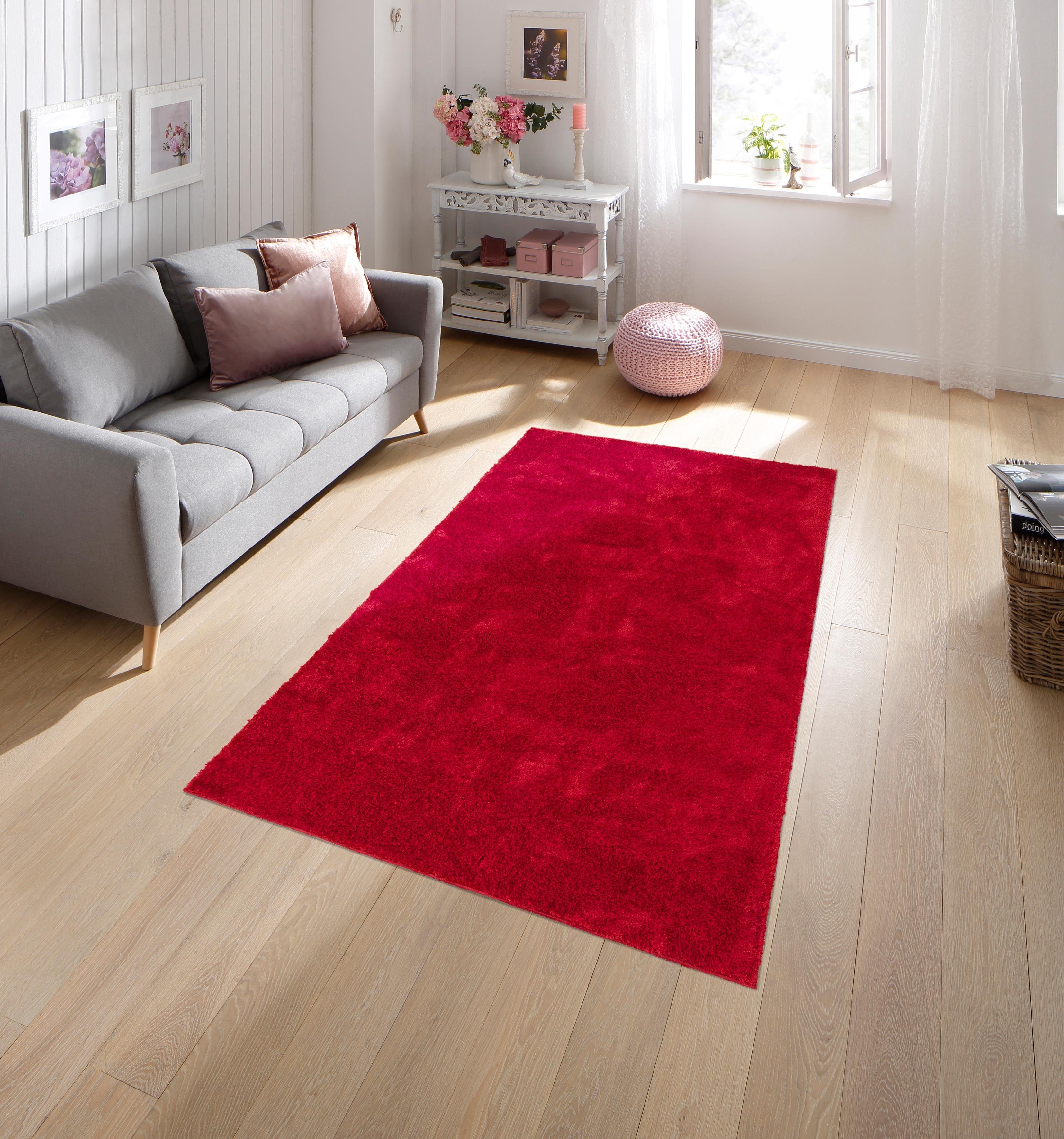 Hochflor-Teppich Mikro Soft Ideal, my home, rechteckig, Höhe: 30 mm, Microfaser, extra flauschig, Weich, Pflegeleicht, Elegant, Uni