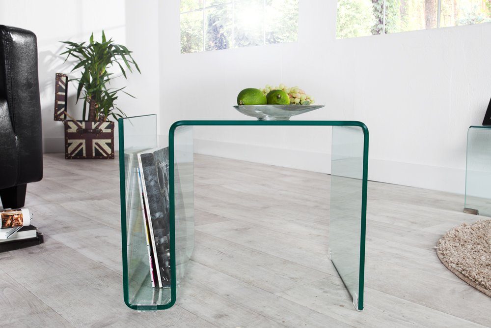 riess-ambiente Couchtisch FANTOME 50cm transparent, Wohnzimmer · eckig · Glas · mit Ablagefach