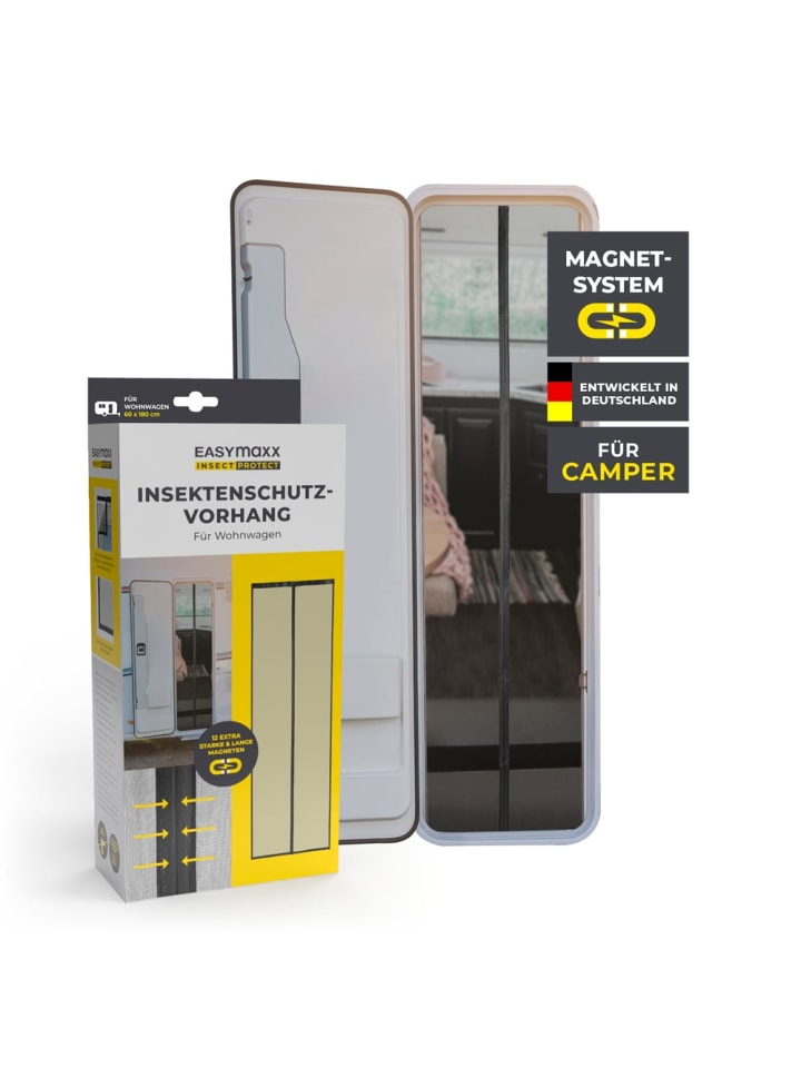 EASYmaxx EASYmaxx Moskitonetz für Campingwagen 60x180cm schwarz mit Magnetvers. für Tü günstig kaufen onesize