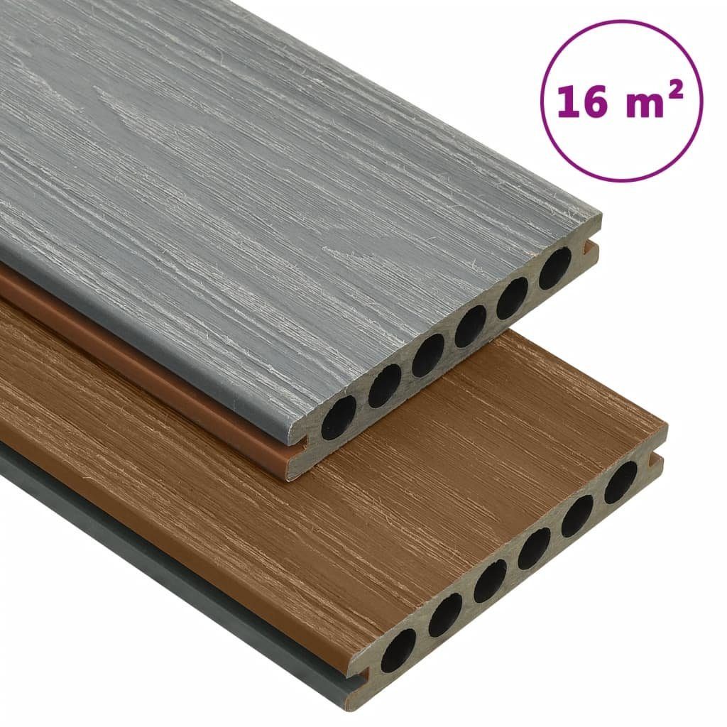 Teppichboden WPC Terrassendielen mit Zubehör Braun und Grau 16 m² 2,2 m, vidaXL