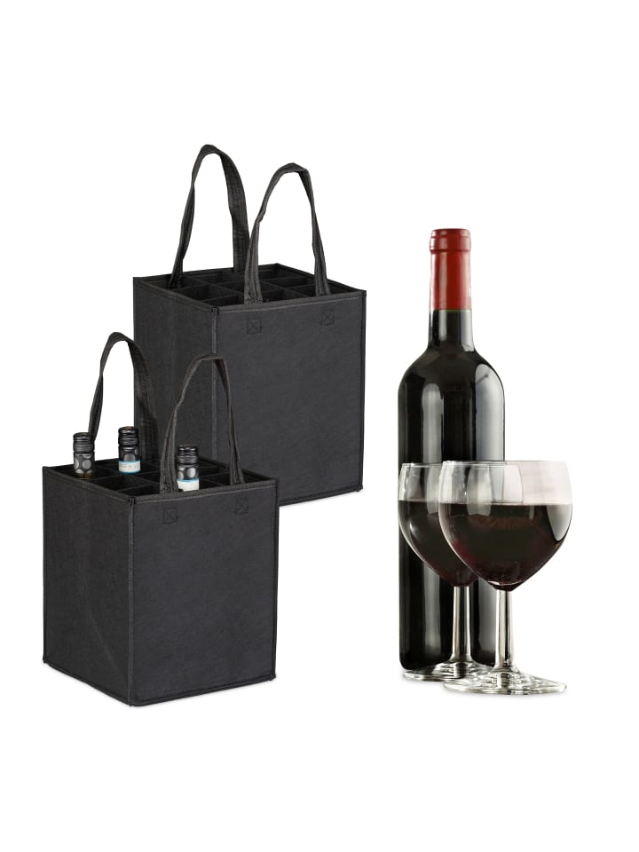 relaxdays 2 x Flaschentasche in Schwarz günstig kaufen onesize
