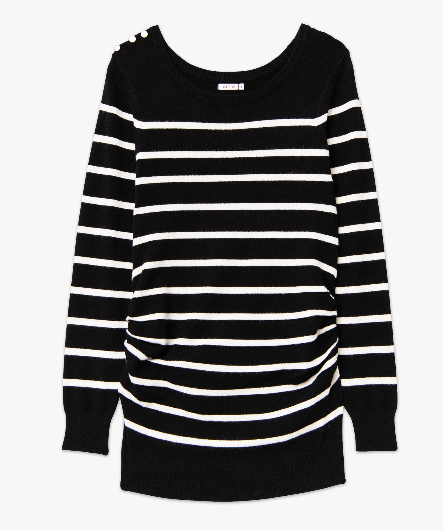 Pull de grossesse à rayures col rond noir | GEMO