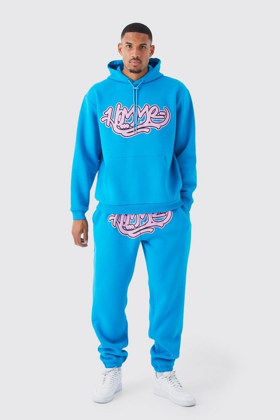 Tall Oversize Trainingsanzug mit Homme Graffiti-Print