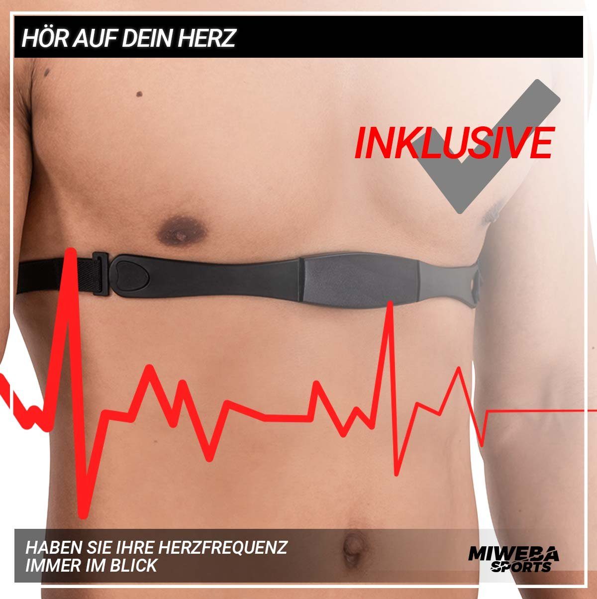 Miweba Sports Speedbike Profi Indoor Cycle Bike MS500 inkl. Pulsgurt - 25 Kg Schwungmasse (Sportgeräte für zu hause, Heimtrainer Fahrrad, Trimmrad, Fahrradtrainer, Cardio, Sport, Training, Ganzkörpertraining, 2-tlg., iConsole+, Kinomap-App, Pulsmesse