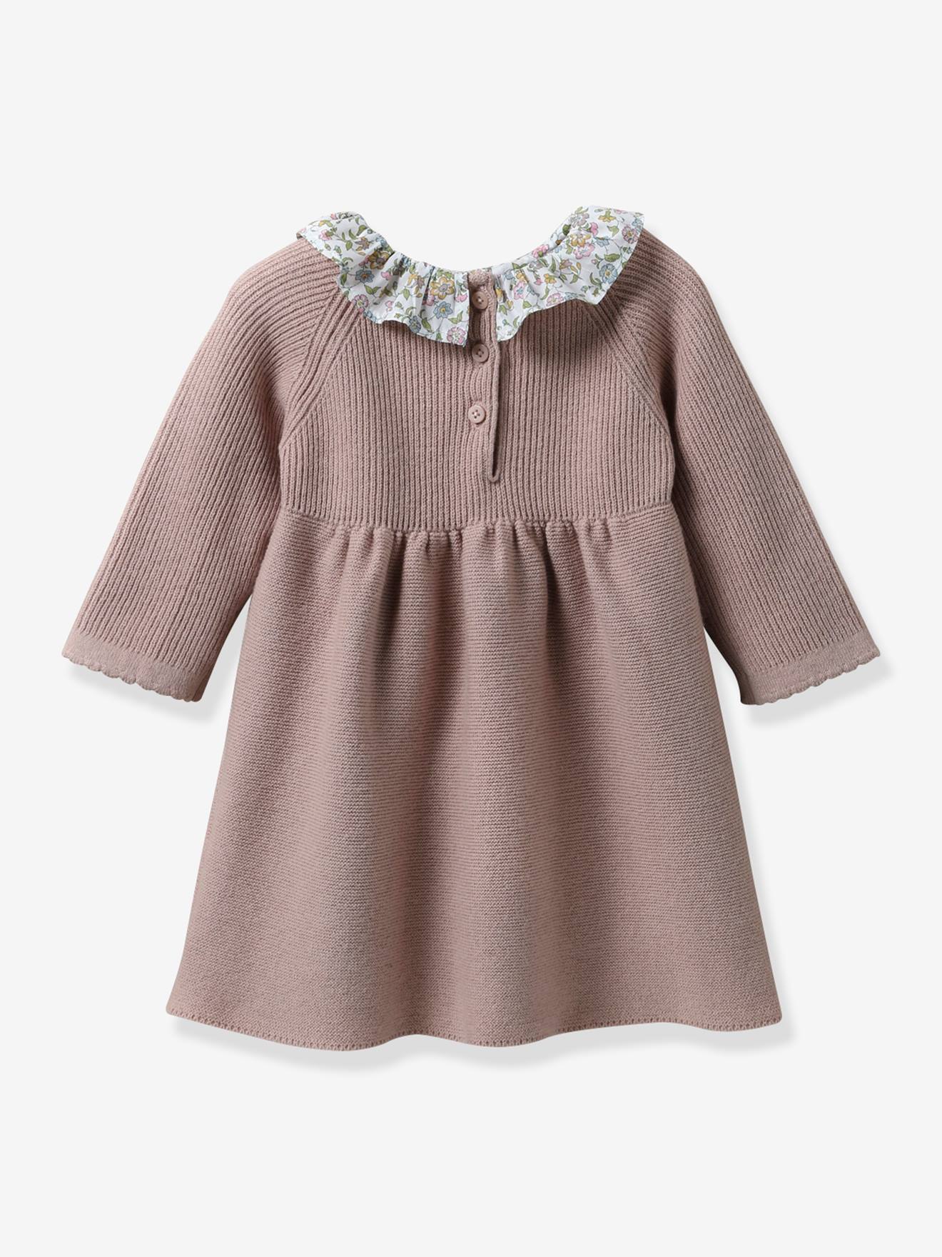 Cyrillus Baby Strickkleid mit Liberty-Kragen CYRILLUS - rosa