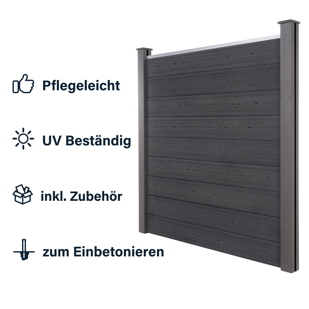 HC Garten & Freizeit WPC-Sichtschutzzaun QUIETO V2 grau - 1x Schrägelement