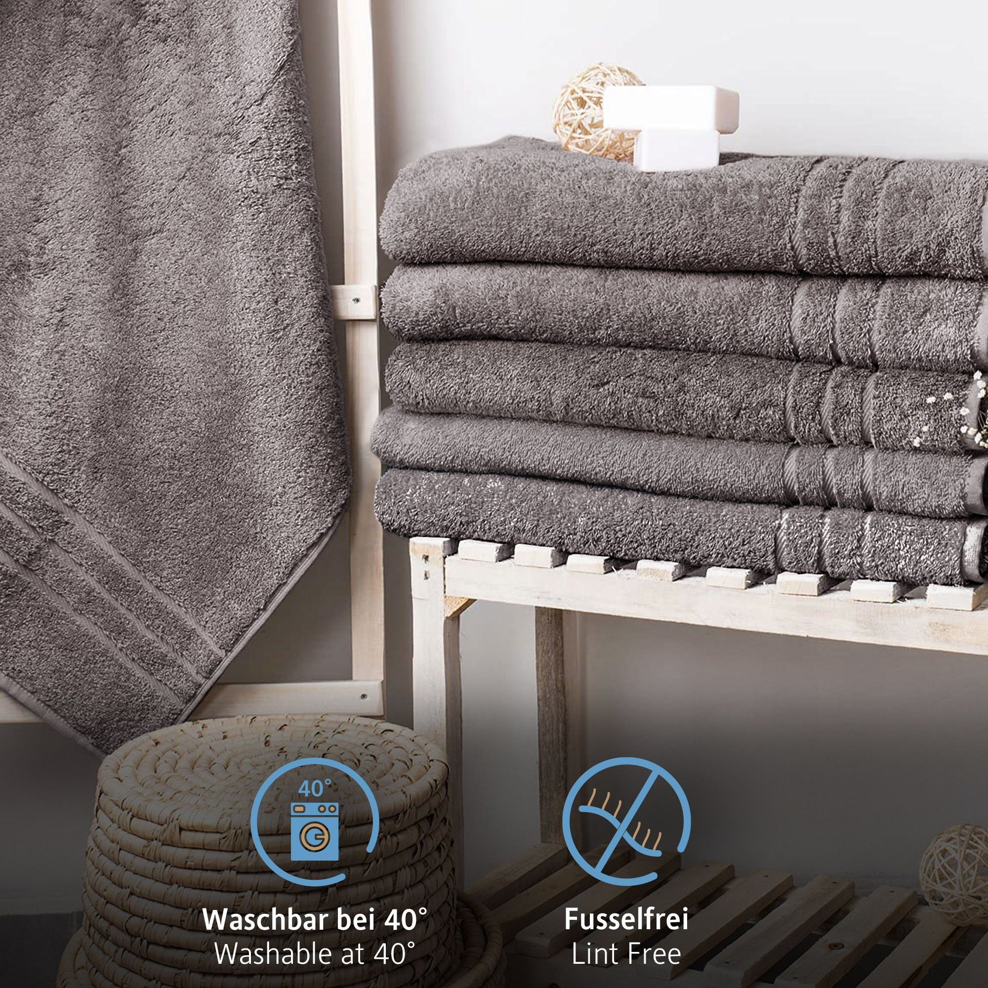 Komfortec Saunatuch 80x200 cm Saunatücher Set aus 100% Baumwolle, Frottee (2-St), XXL, Weich, Groß, Schnelltrocknend